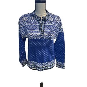 Women’s L.L. Bean Blue Nordic Fair Isle Sweater. Size XS